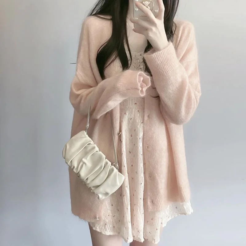 Women's Korean Style Solid Color Cardigan Chenille Fabric Brocade Fabric Lace Fabric Women's Korean Style Solid Color Cardigan Chenille Fabric Brocade Fabric Lace Fabric