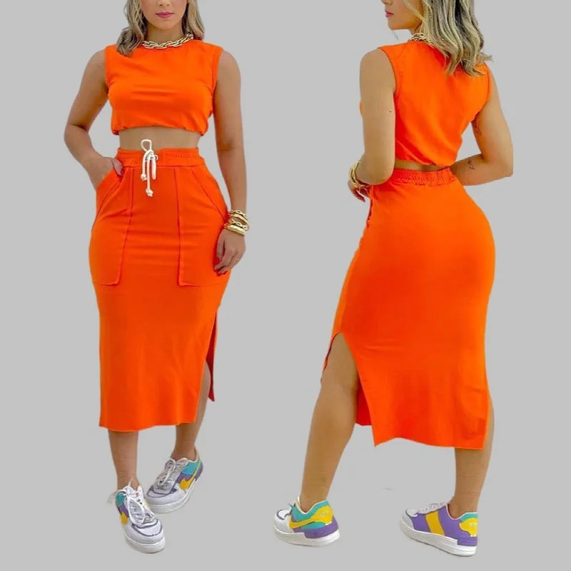 summer dress New Arrivals Women's clothing Fashion ladies Casual Tank Top Drawstring Slit two piece set womens skirts cherry red tank summer dress New Arrivals Women's clothing Fashion ladies Casual Tank Top Drawstring Slit two piece set womens skirts cherry red tank