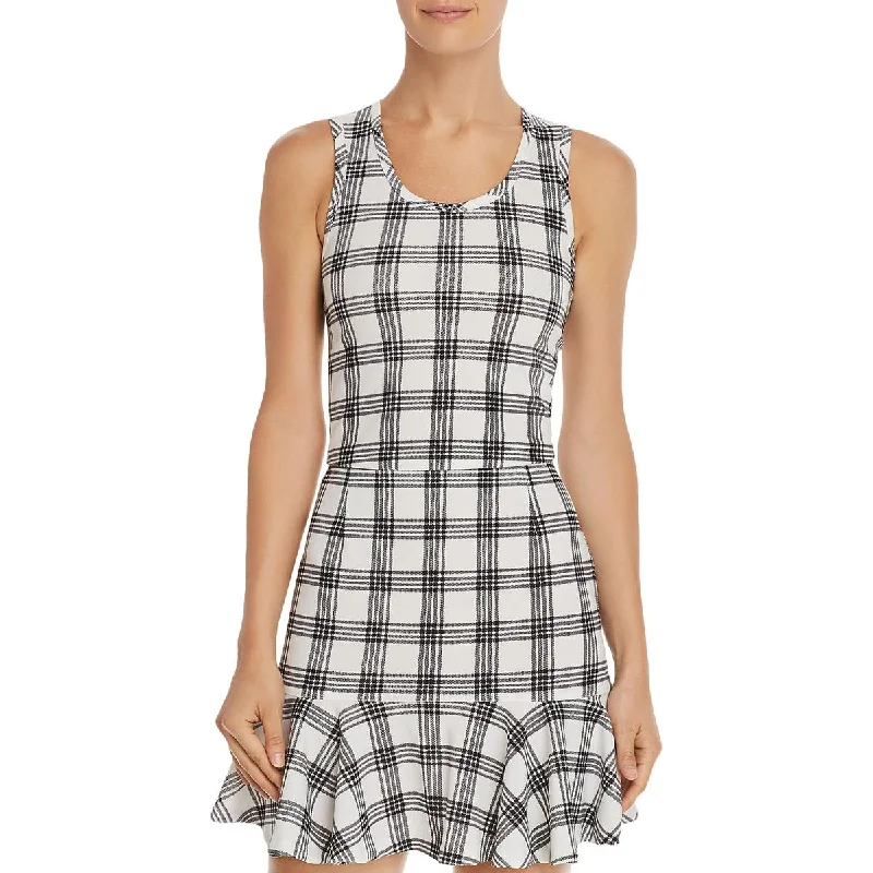 Aqua Womens Plaid Racerback Tank Top lavender tank top