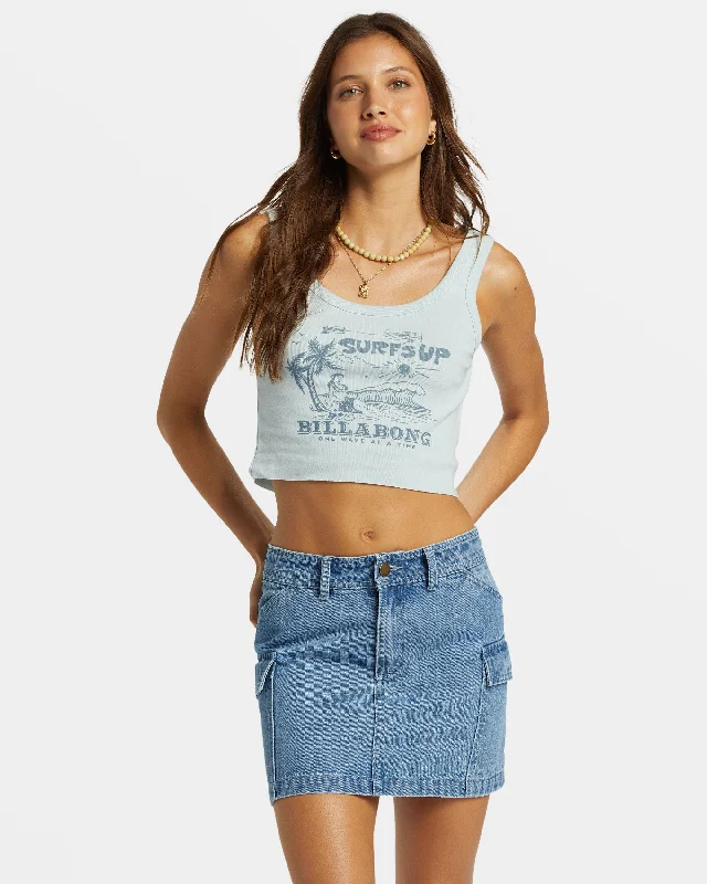 Surfs Up Cropped Tank Top - Dusk Blue lightweight tank top