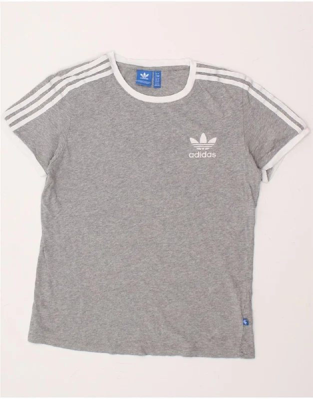 ADIDAS Womens T-Shirt Top UK 8 Small Grey Cotton