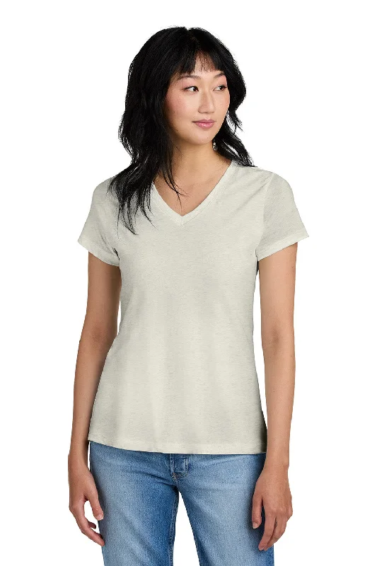 District Womens Perfect Weight Short Sleeve V-Neck T-Shirt - Heather Oatmeal - NEW