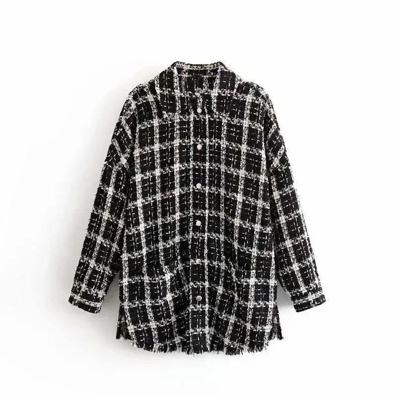 Plaid tweed coat