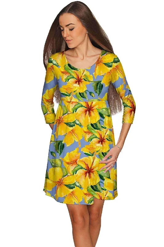 After the Rain Gloria Empire Waist Yellow Floral Dress - Women