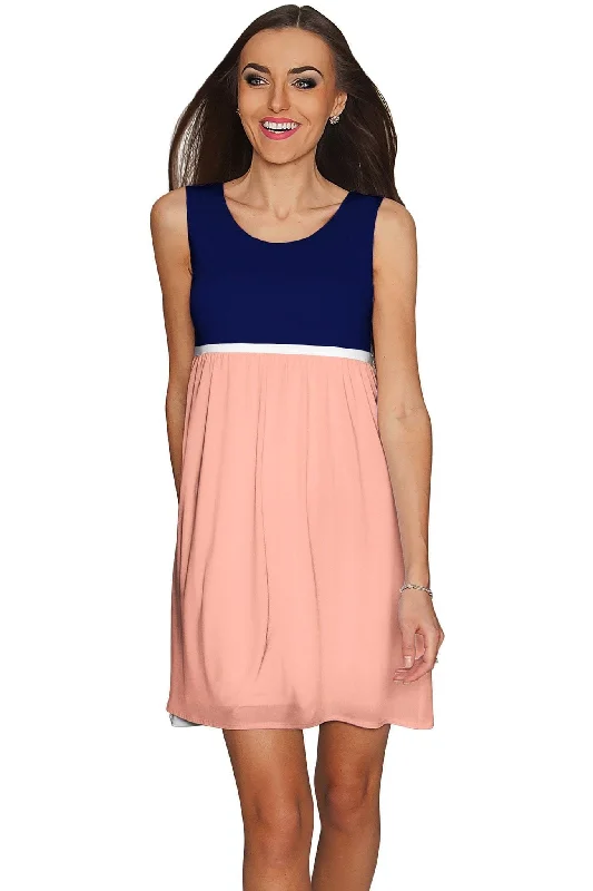 Pastel Peach Sanibel Empire Waist Casual Dress - Women