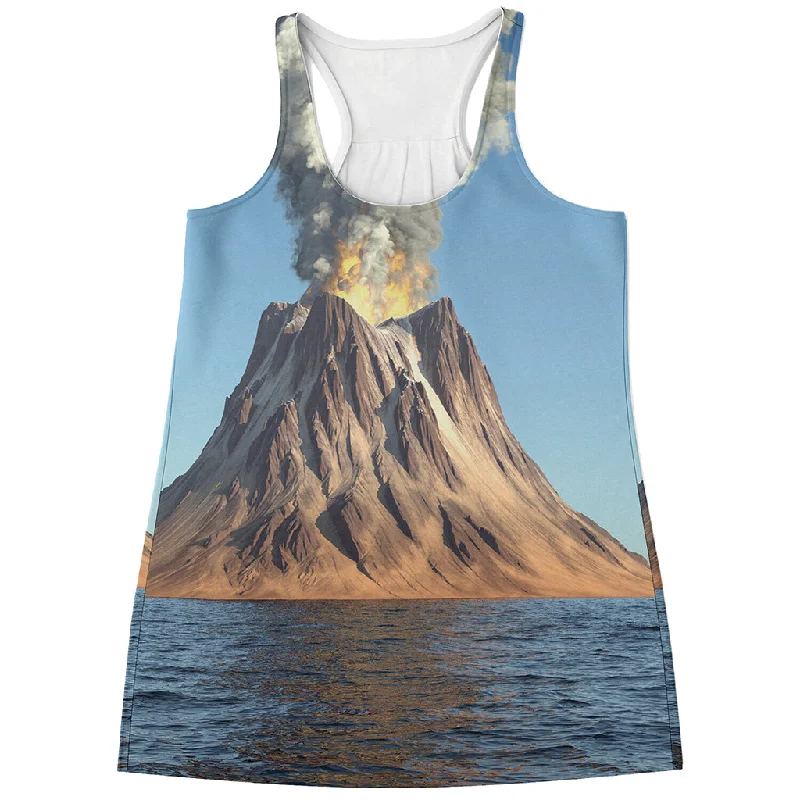 Volcanic Mountain Print Women's Racerback Tank Top