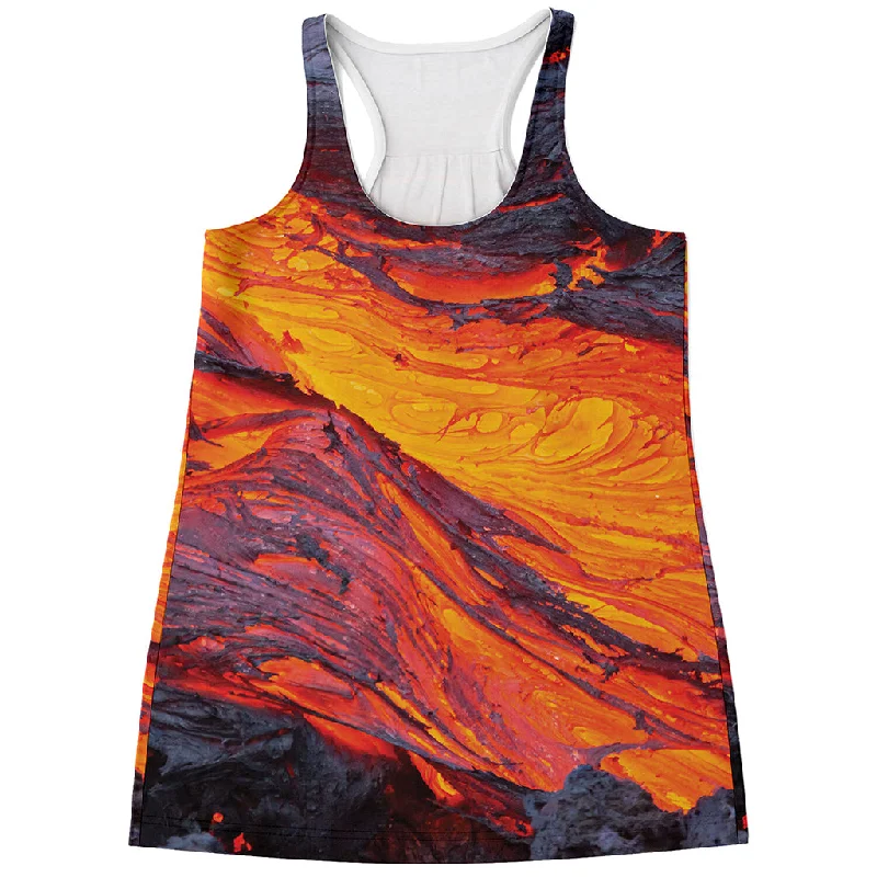 Volcano Lava Print Women's Racerback Tank Top