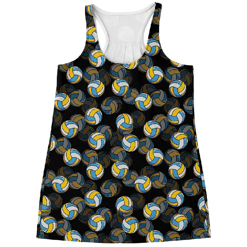 Volleyball Pattern Print Women's Racerback Tank Top